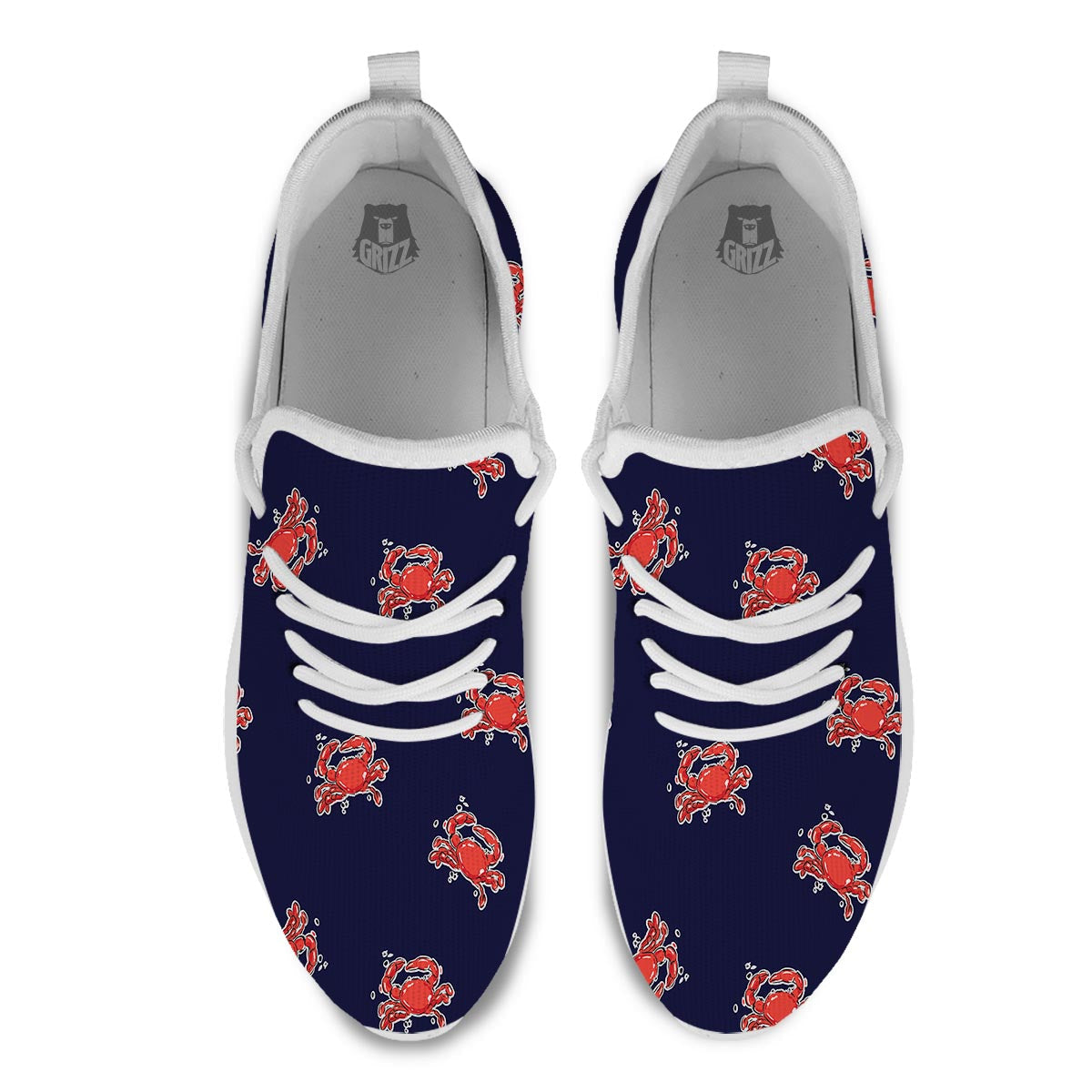 Crab Red Print Pattern White Athletic Shoes-grizzshop