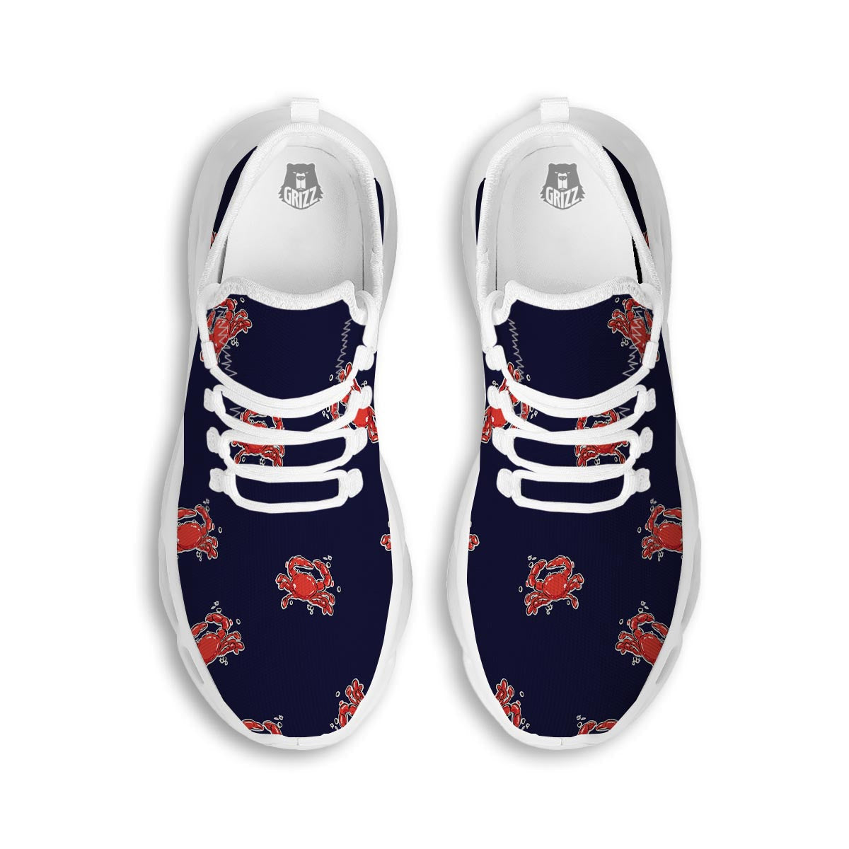 Crab Red Print Pattern White Running Shoes-grizzshop