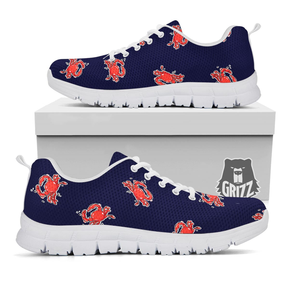 Crab Red Print Pattern White Sneaker-grizzshop