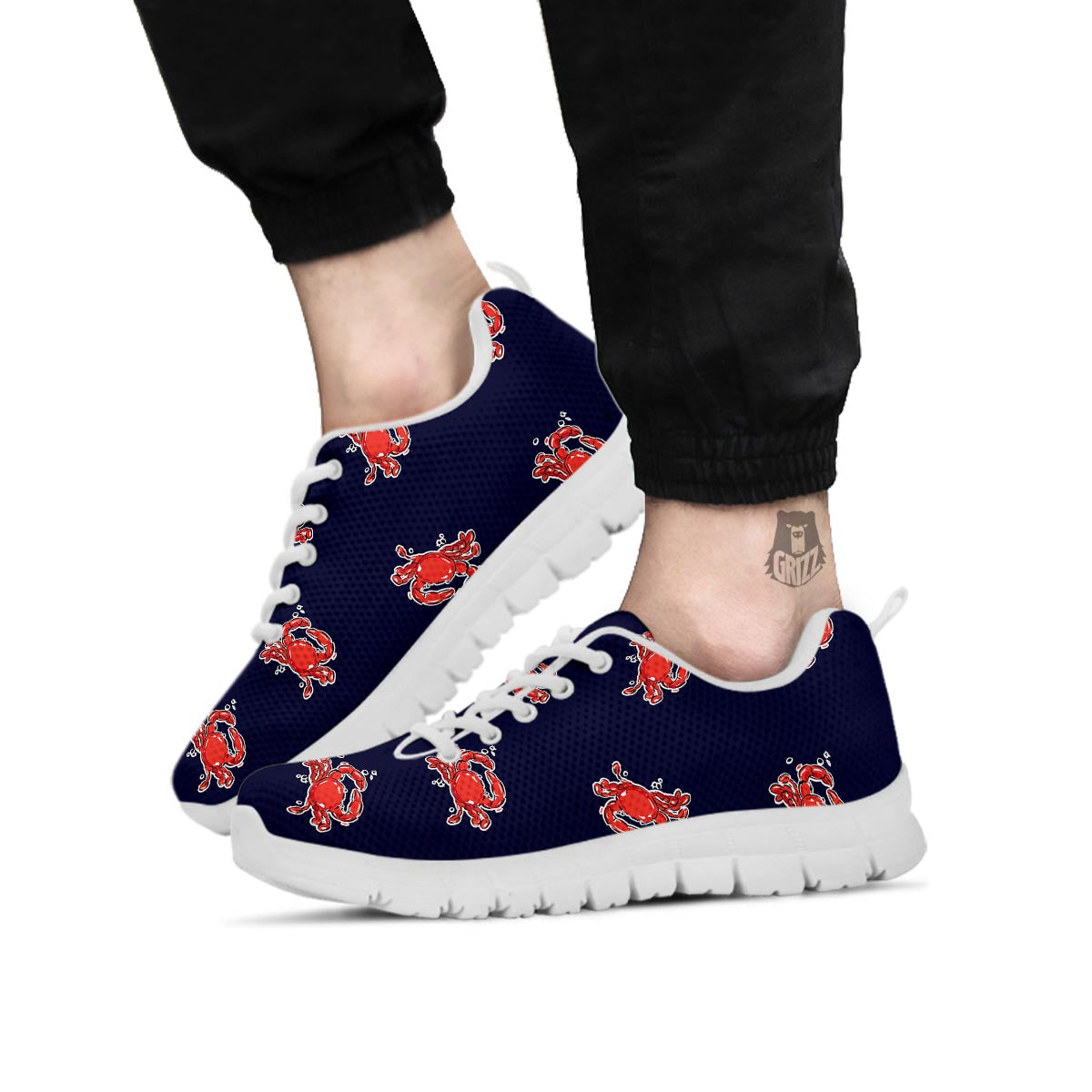 Crab Red Print Pattern White Sneaker-grizzshop