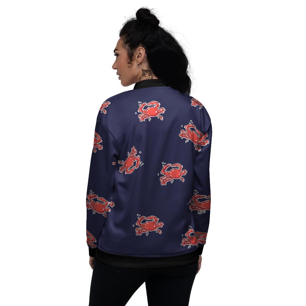 Crab Red Print Pattern Women's Bomber Jacket-grizzshop