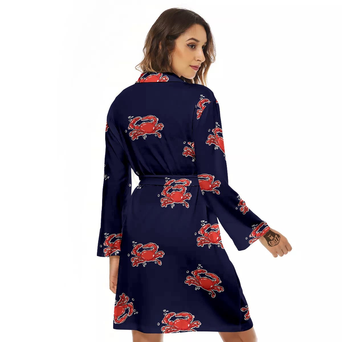 Crab Red Print Pattern Women's Robe-grizzshop