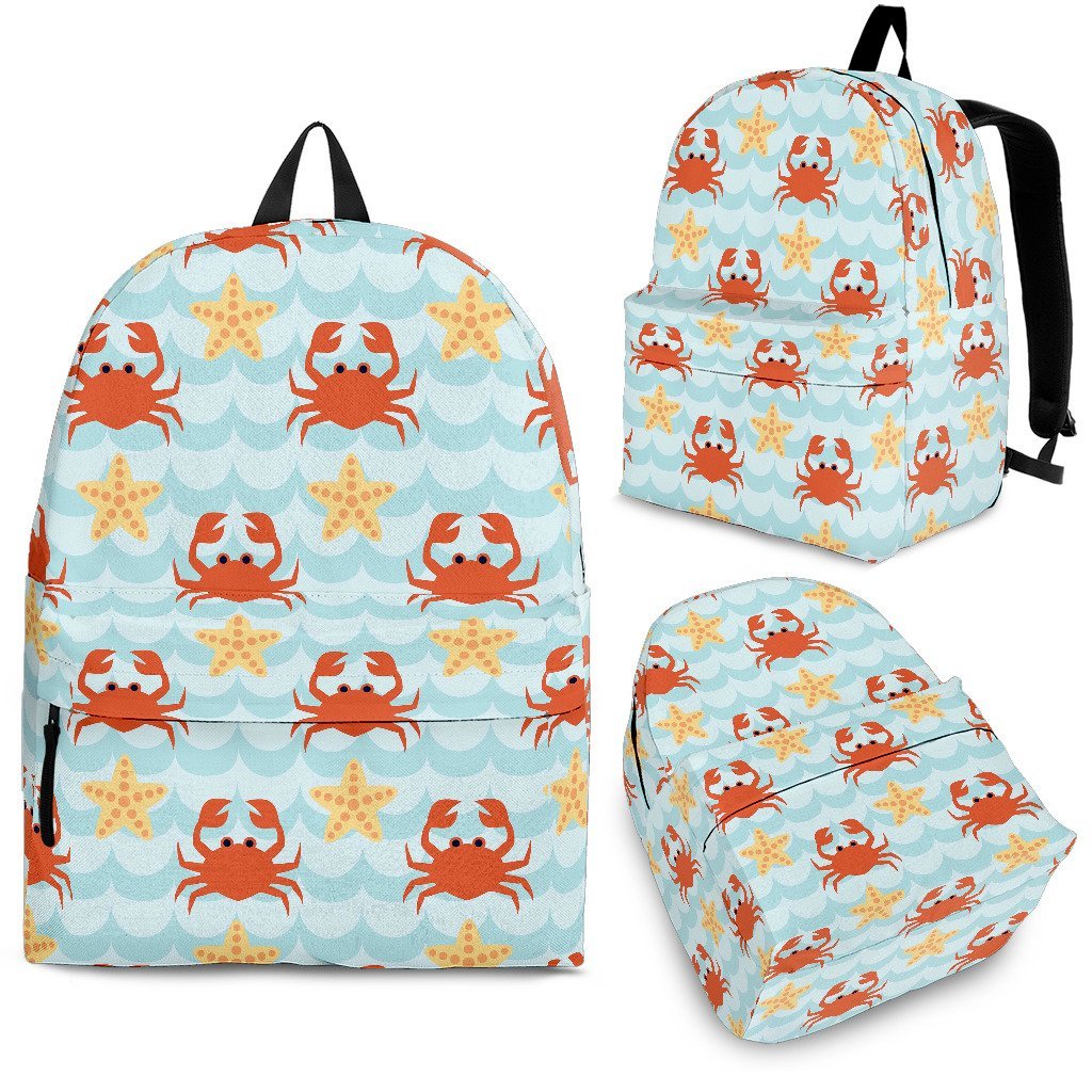 Crab Starfish Pattern Print Backpack-grizzshop