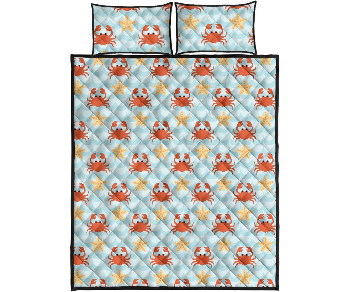 Crab Starfish Pattern Print Bed Set Quilt-grizzshop