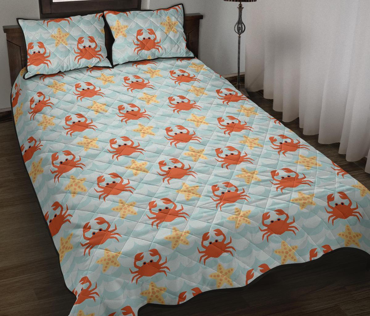 Crab Starfish Pattern Print Bed Set Quilt-grizzshop