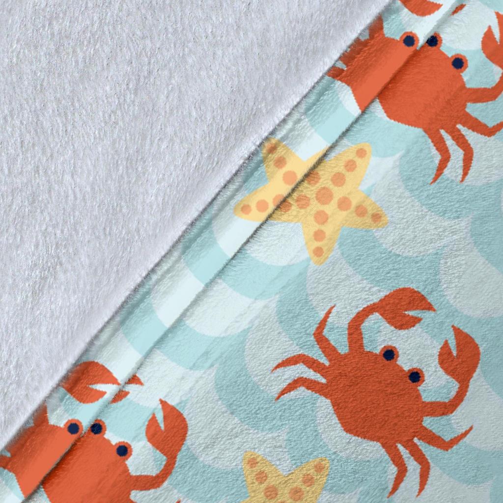 Crab Starfish Pattern Print Blanket-grizzshop