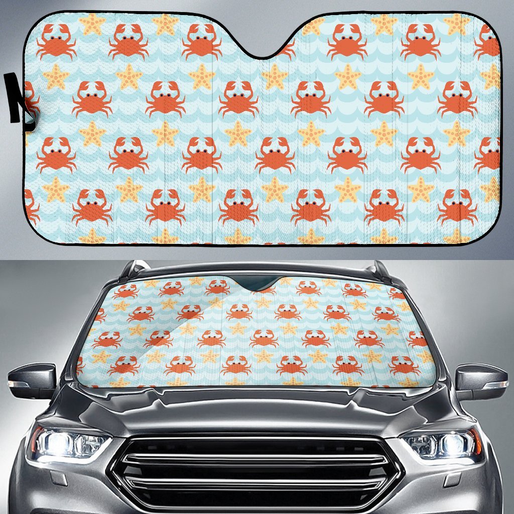 Crab Starfish Pattern Print Car Sun Shade-grizzshop