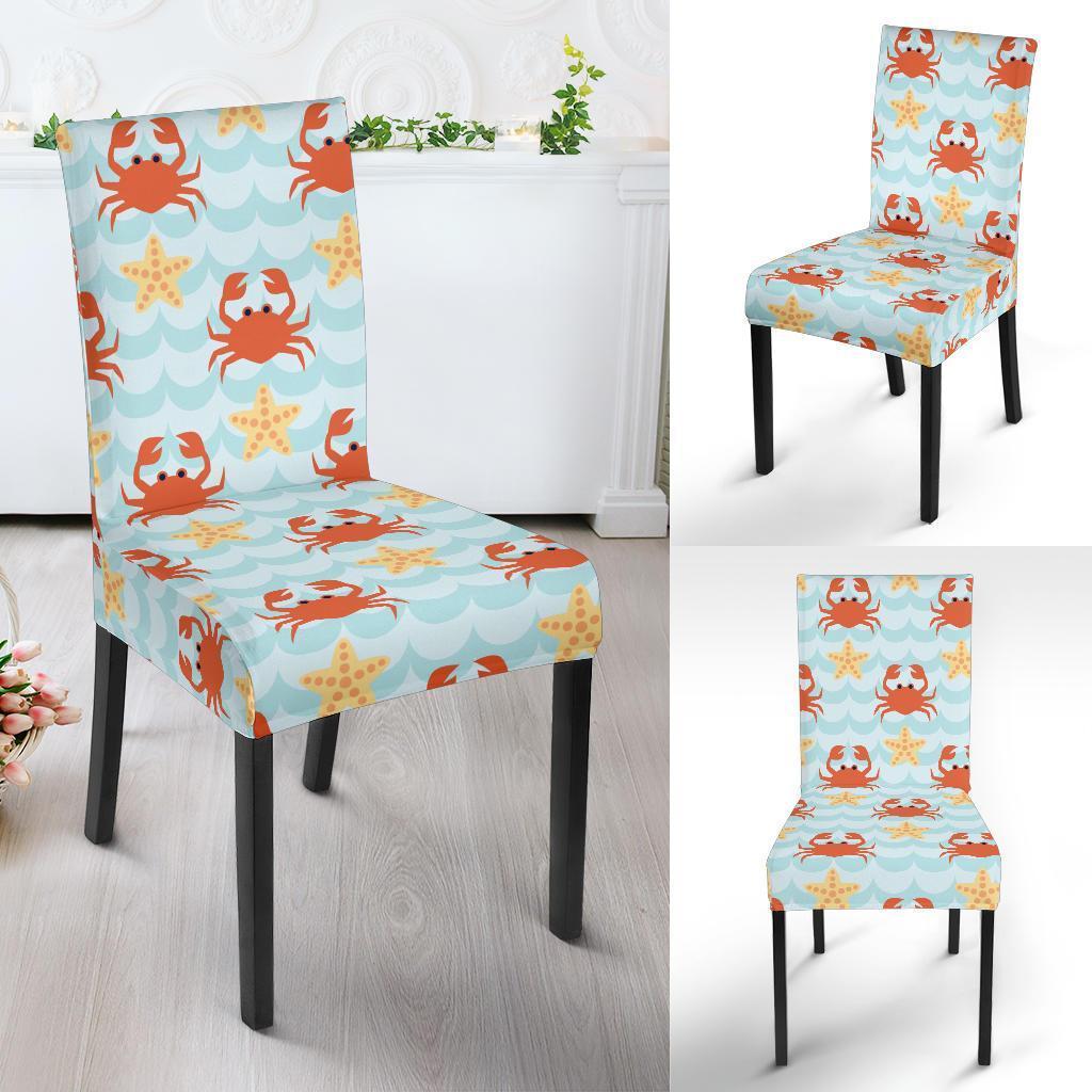 Crab Starfish Pattern Print Chair Cover-grizzshop