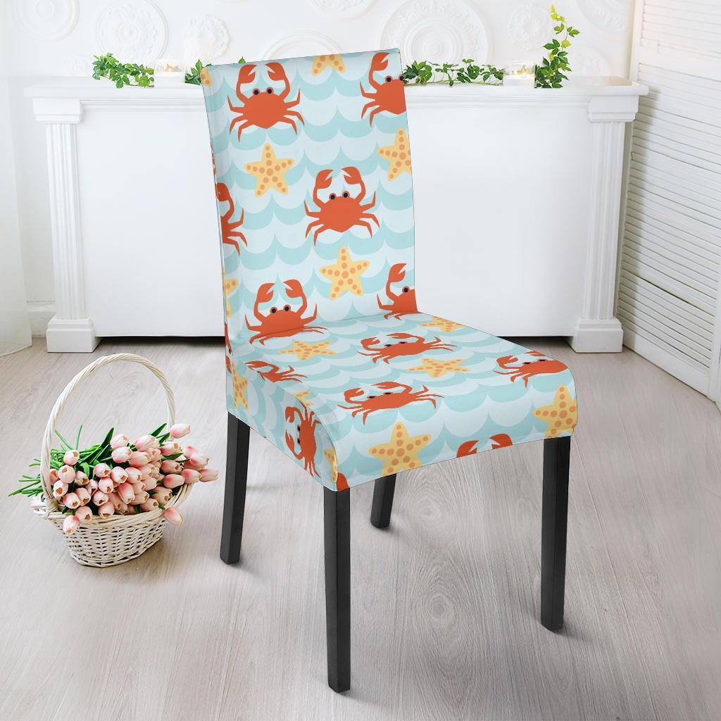 Crab Starfish Pattern Print Chair Cover-grizzshop