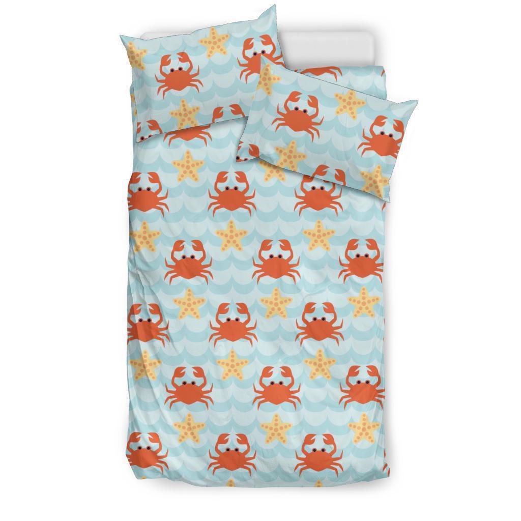 Crab Starfish Pattern Print Duvet Cover Bedding Set-grizzshop