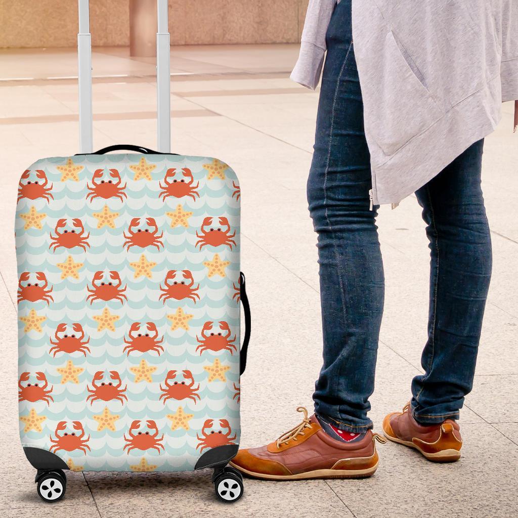Crab Starfish Pattern Print Luggage Cover Protector-grizzshop