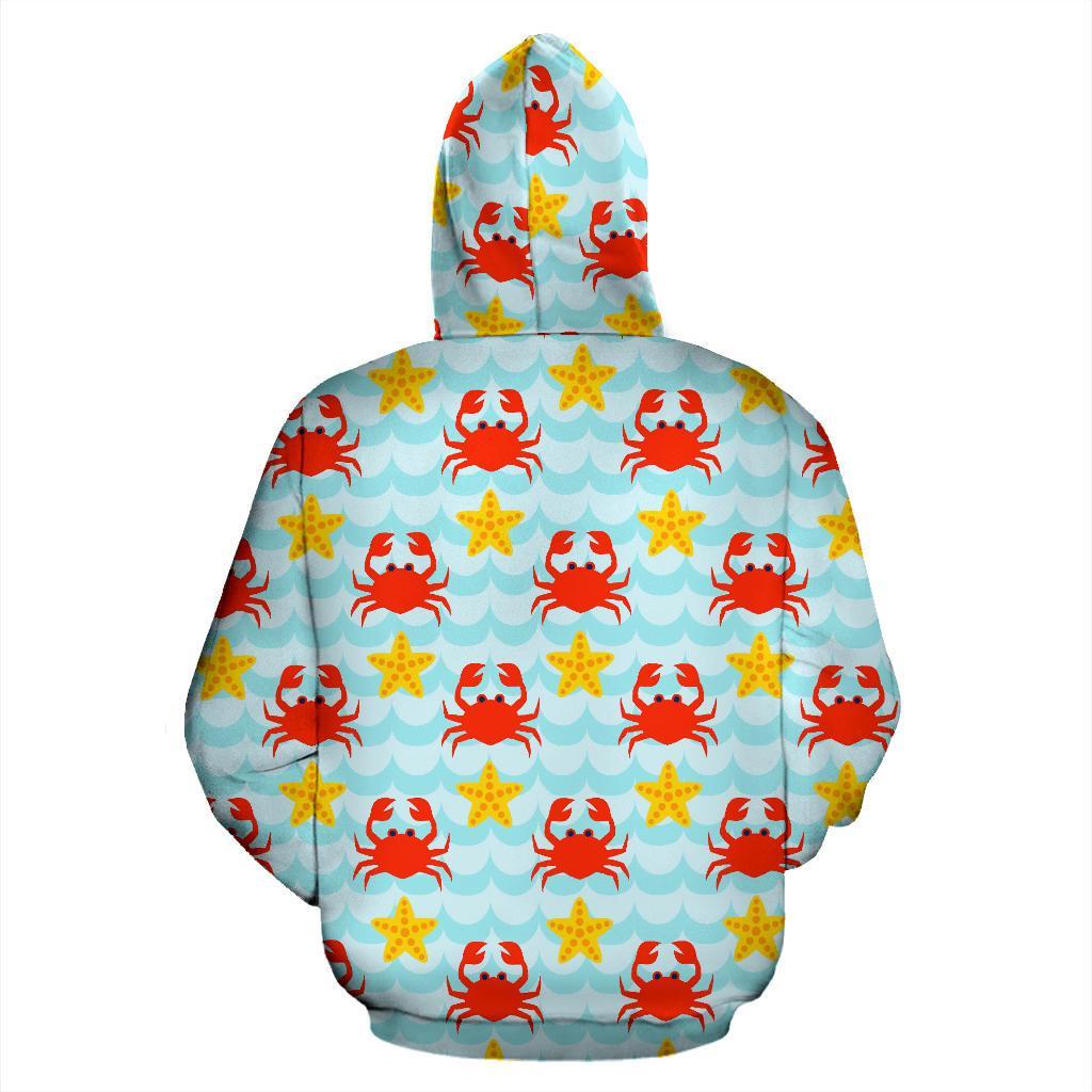 Crab Starfish Pattern Print Men Women Pullover Hoodie-grizzshop