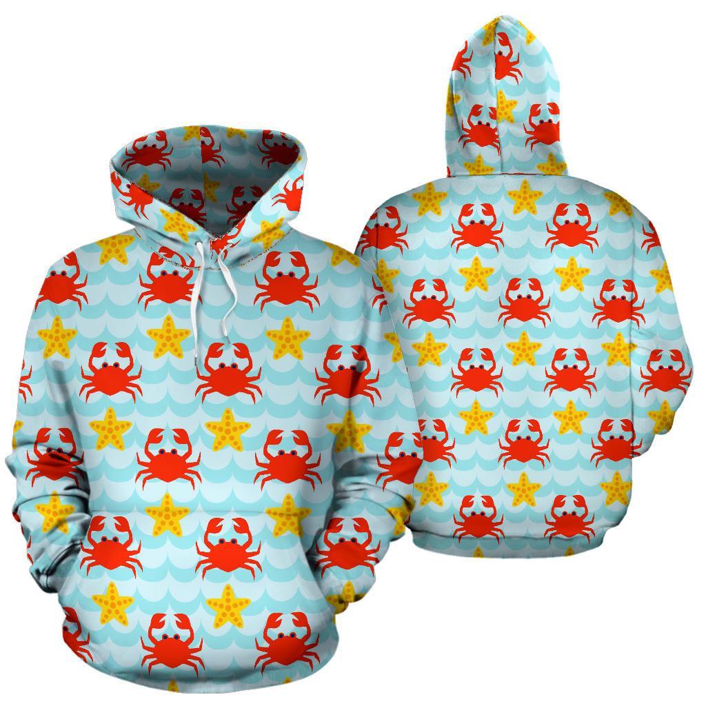 Crab Starfish Pattern Print Men Women Pullover Hoodie-grizzshop