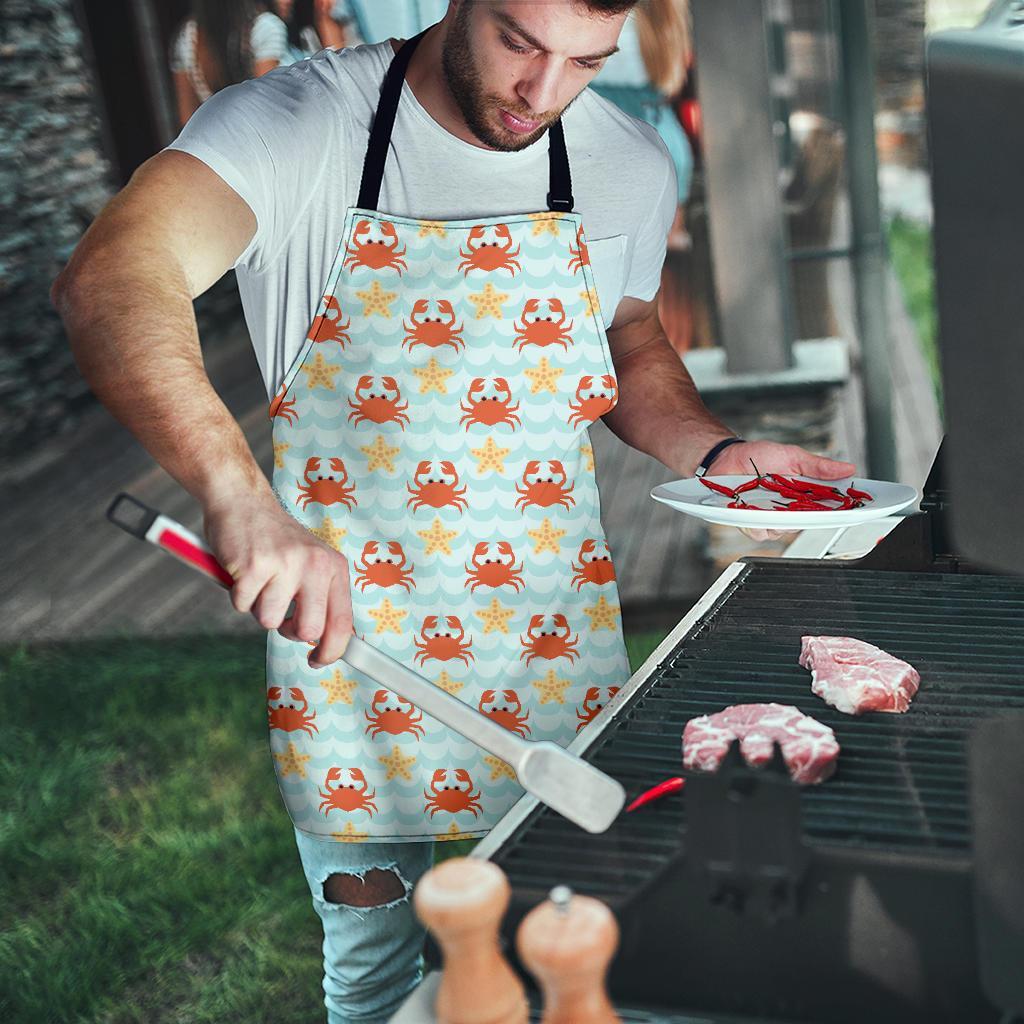 Crab Starfish Pattern Print Men's Apron-grizzshop