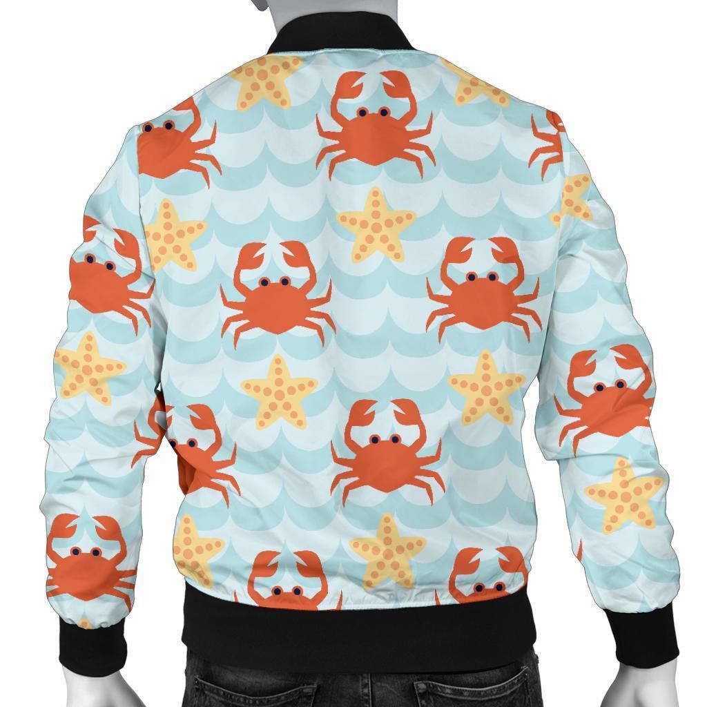 Crab Starfish Pattern Print Men's Bomber Jacket-grizzshop