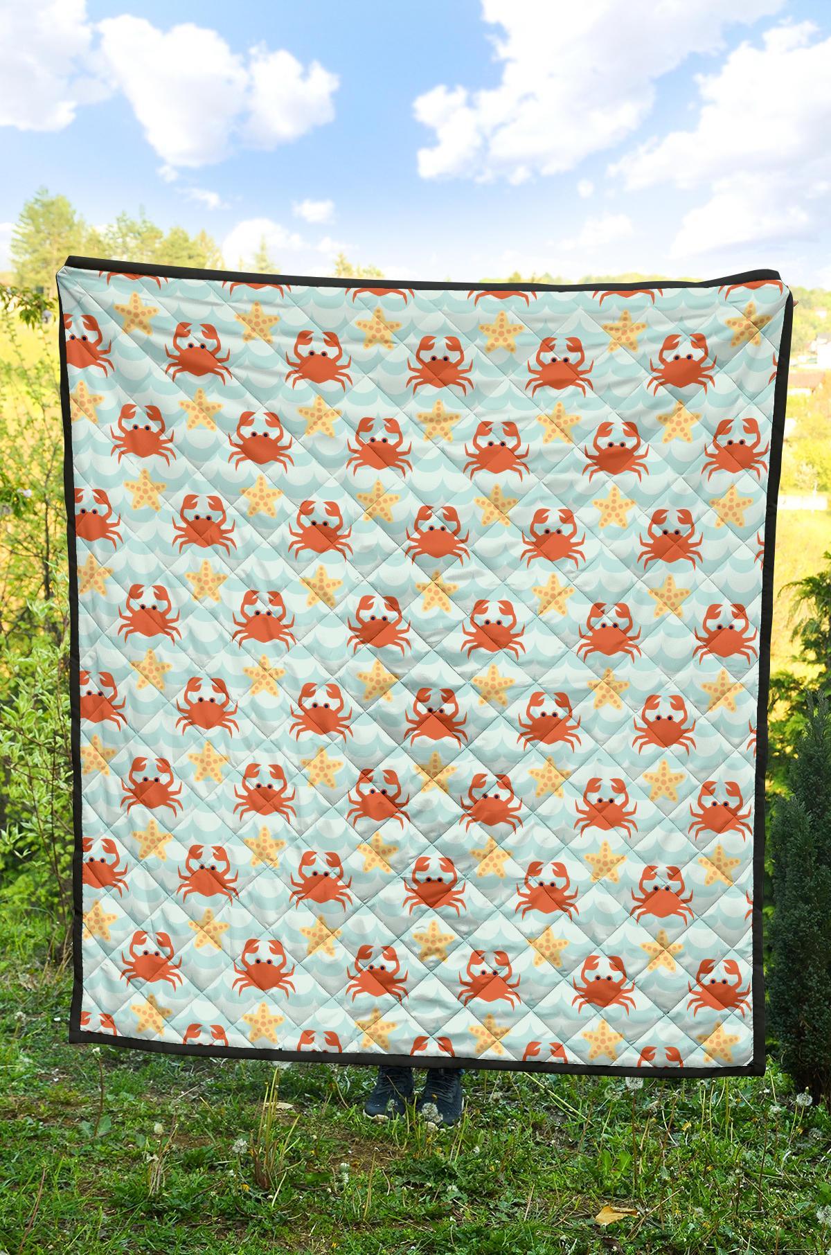 Crab Starfish Pattern Print Quilt-grizzshop