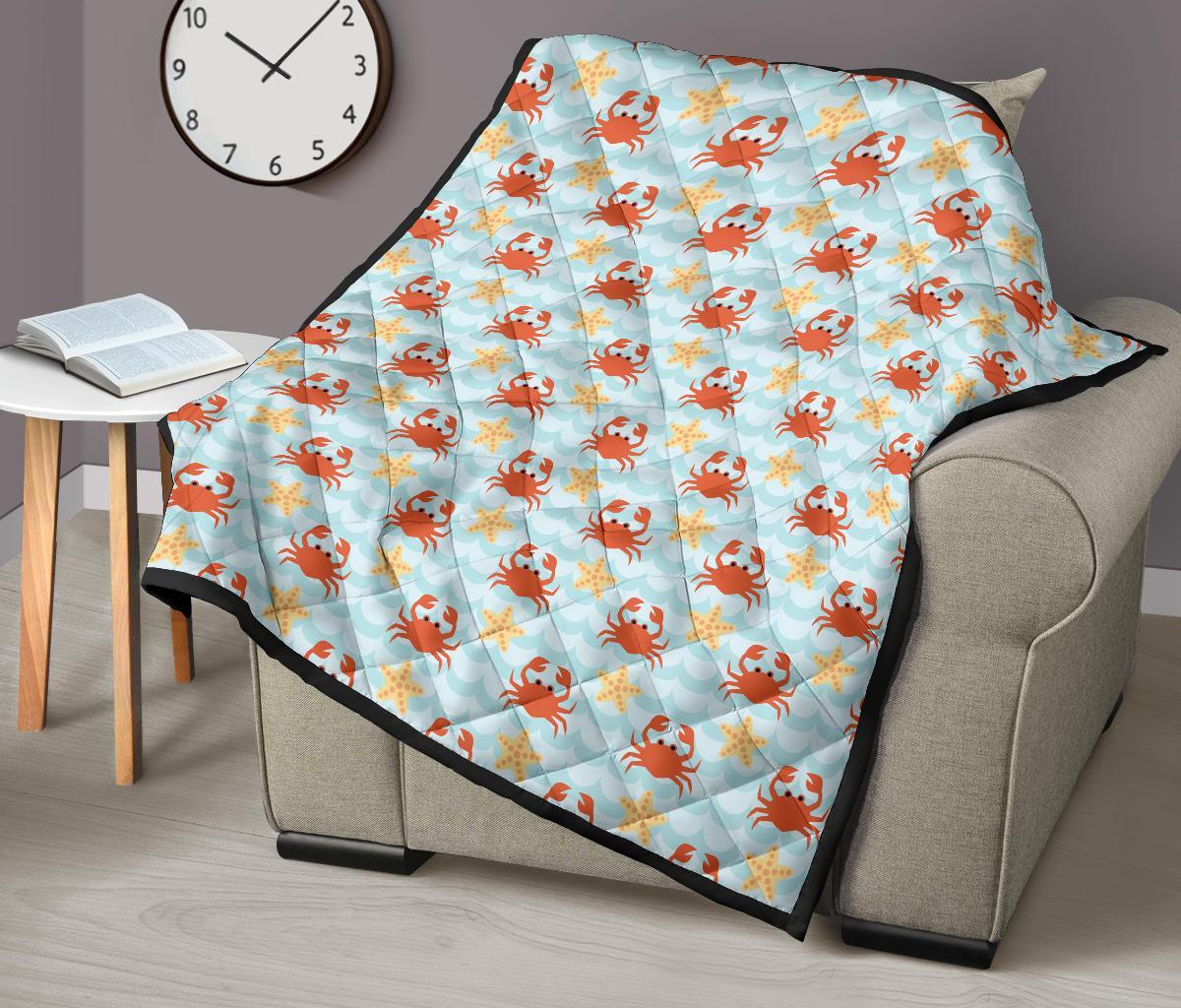 Crab Starfish Pattern Print Quilt-grizzshop