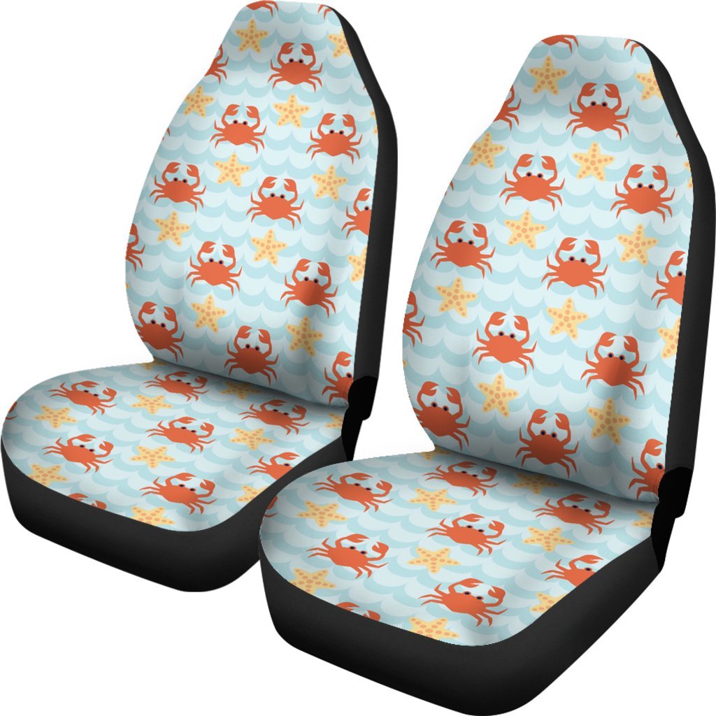 Crab Starfish Pattern Print Universal Fit Car Seat Covers-grizzshop