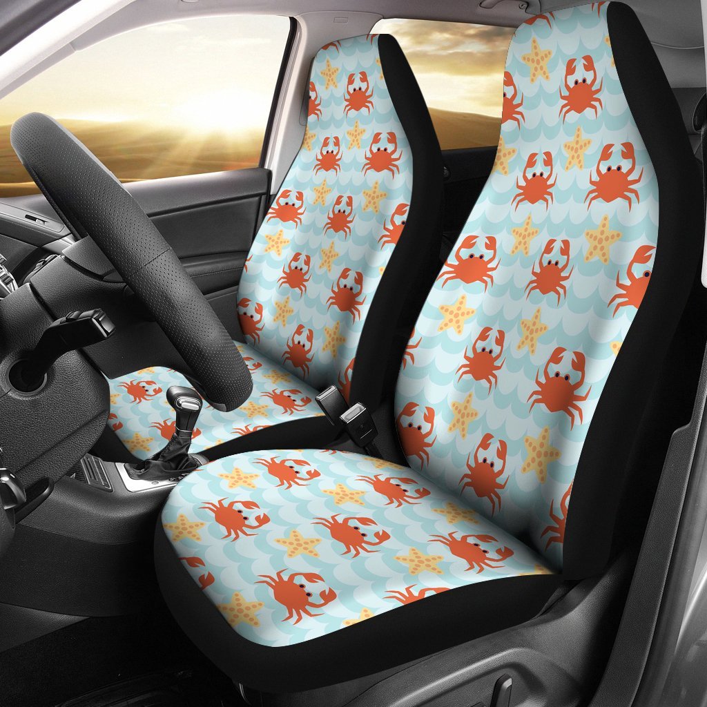 Crab Starfish Pattern Print Universal Fit Car Seat Covers-grizzshop