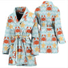 Crab Starfish Pattern Print Women Long Robe-grizzshop