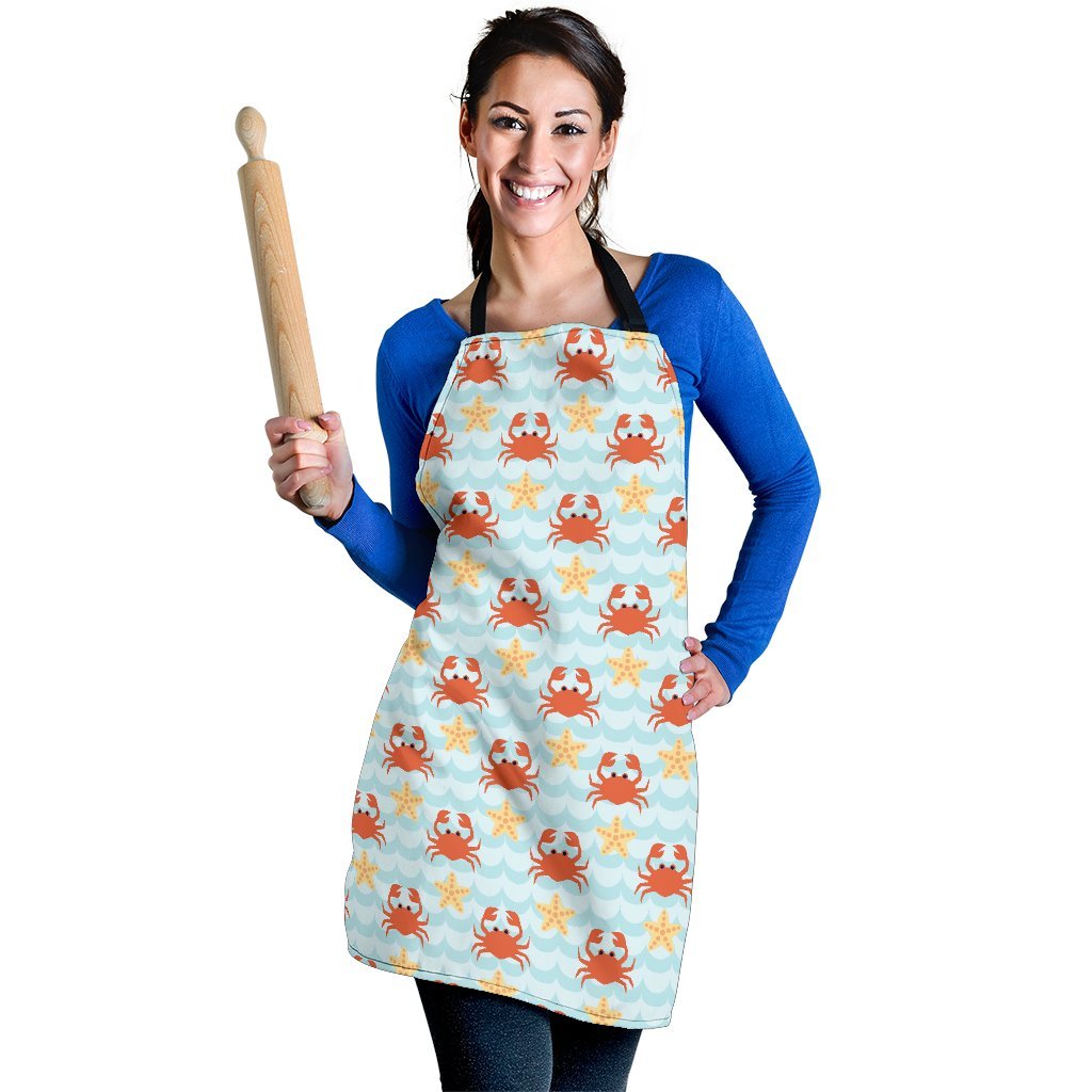 Crab Starfish Pattern Print Women's Apron-grizzshop