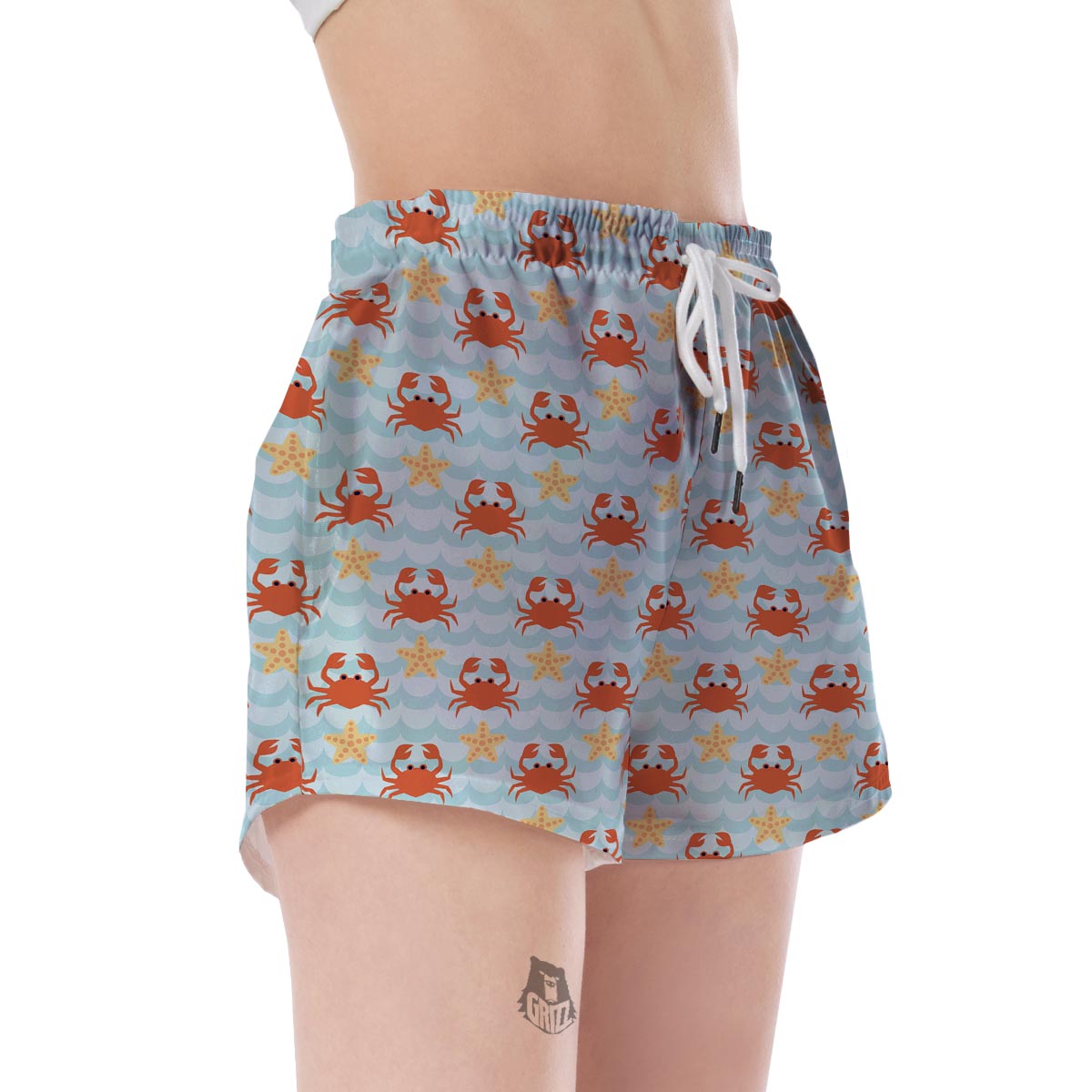 Crab Starfish Pattern Print Women's Shorts-grizzshop