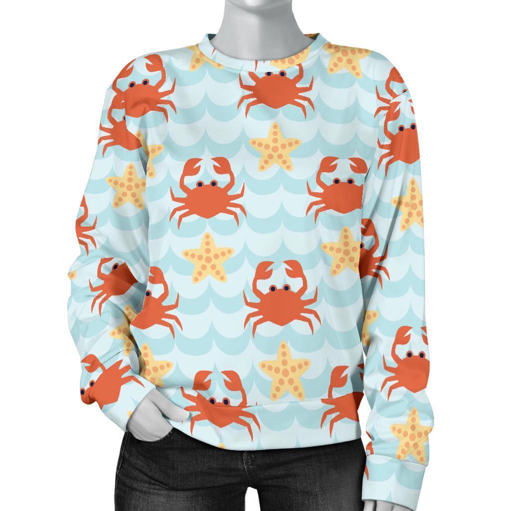 Crab Starfish Pattern Print Women's Sweatshirt-grizzshop