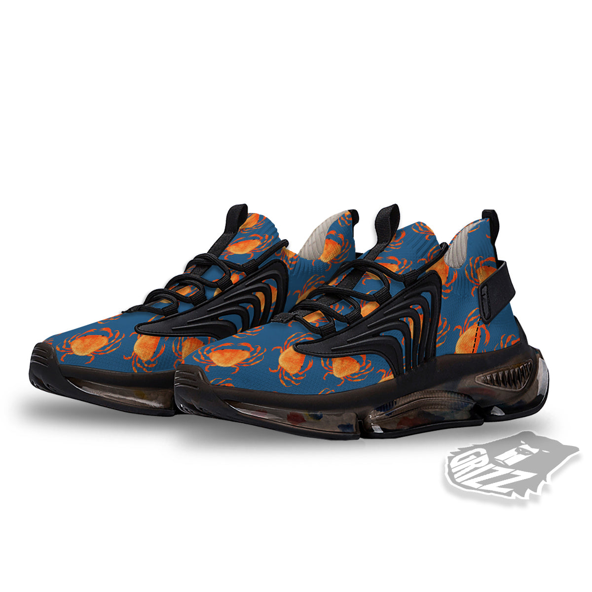Crab Watercolor Print Pattern Black Gym Shoes-grizzshop