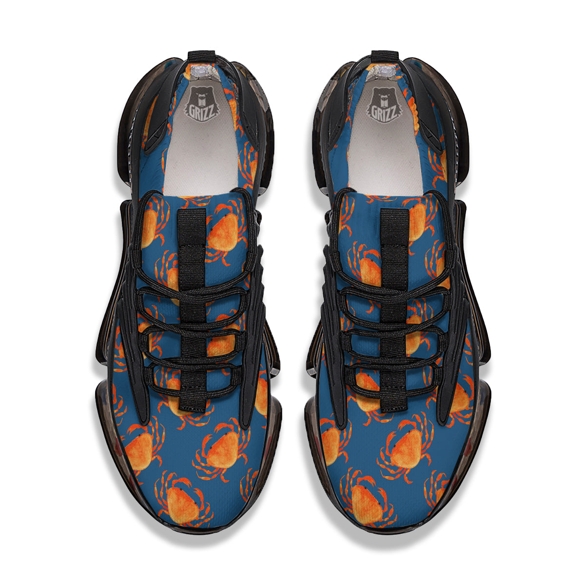 Crab Watercolor Print Pattern Black Gym Shoes-grizzshop