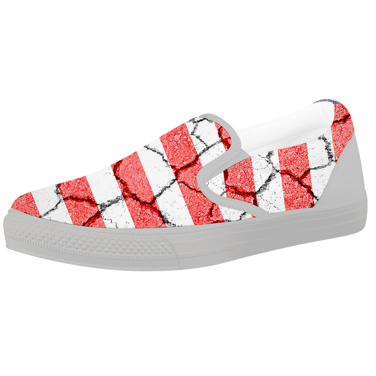 Cracked Flag American Print White Slip On Shoes-grizzshop