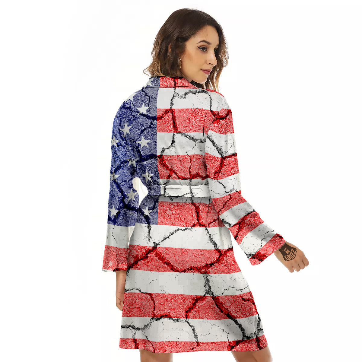 Cracked Flag American Print Women's Robe-grizzshop