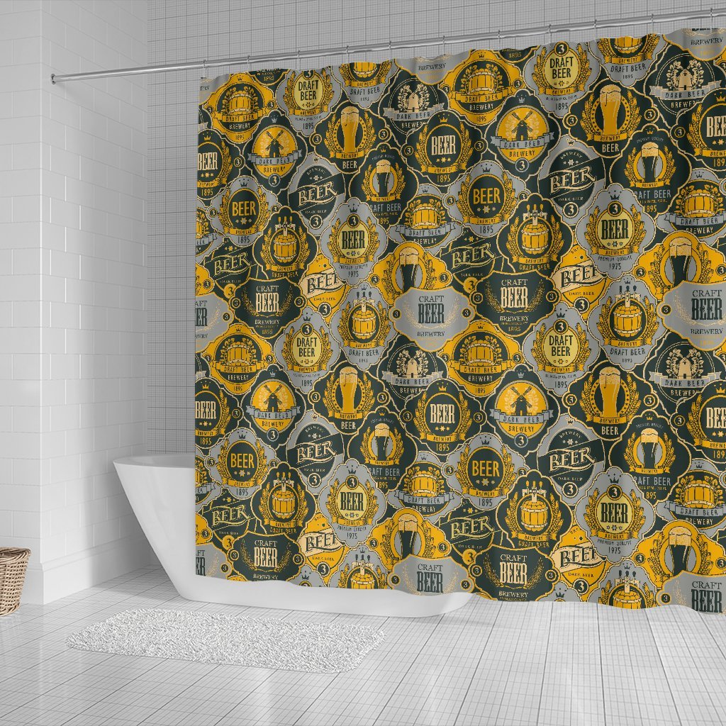 Craft Beer Pattern Print Bathroom Shower Curtain-grizzshop