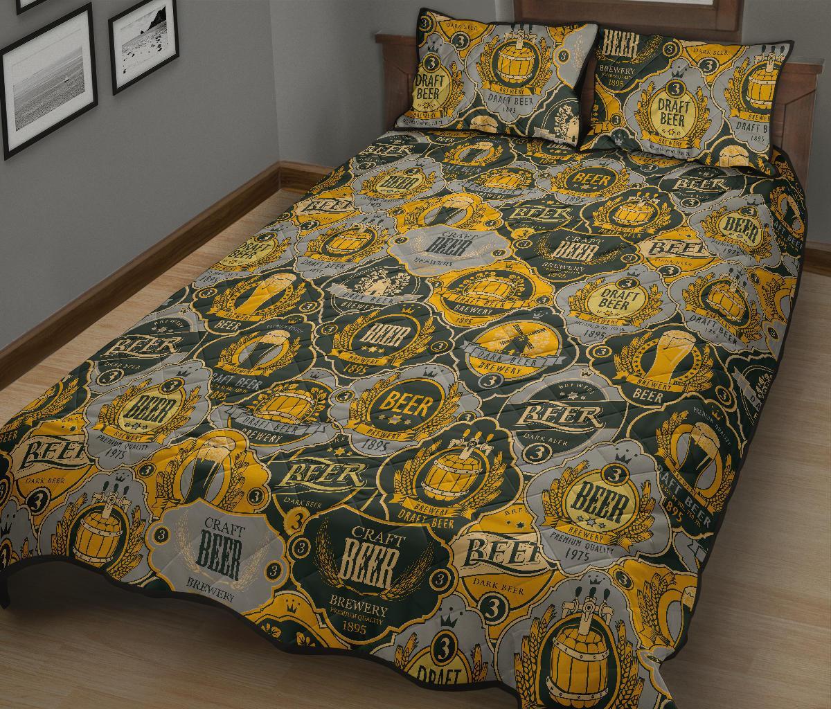 Craft Beer Pattern Print Bed Set Quilt-grizzshop