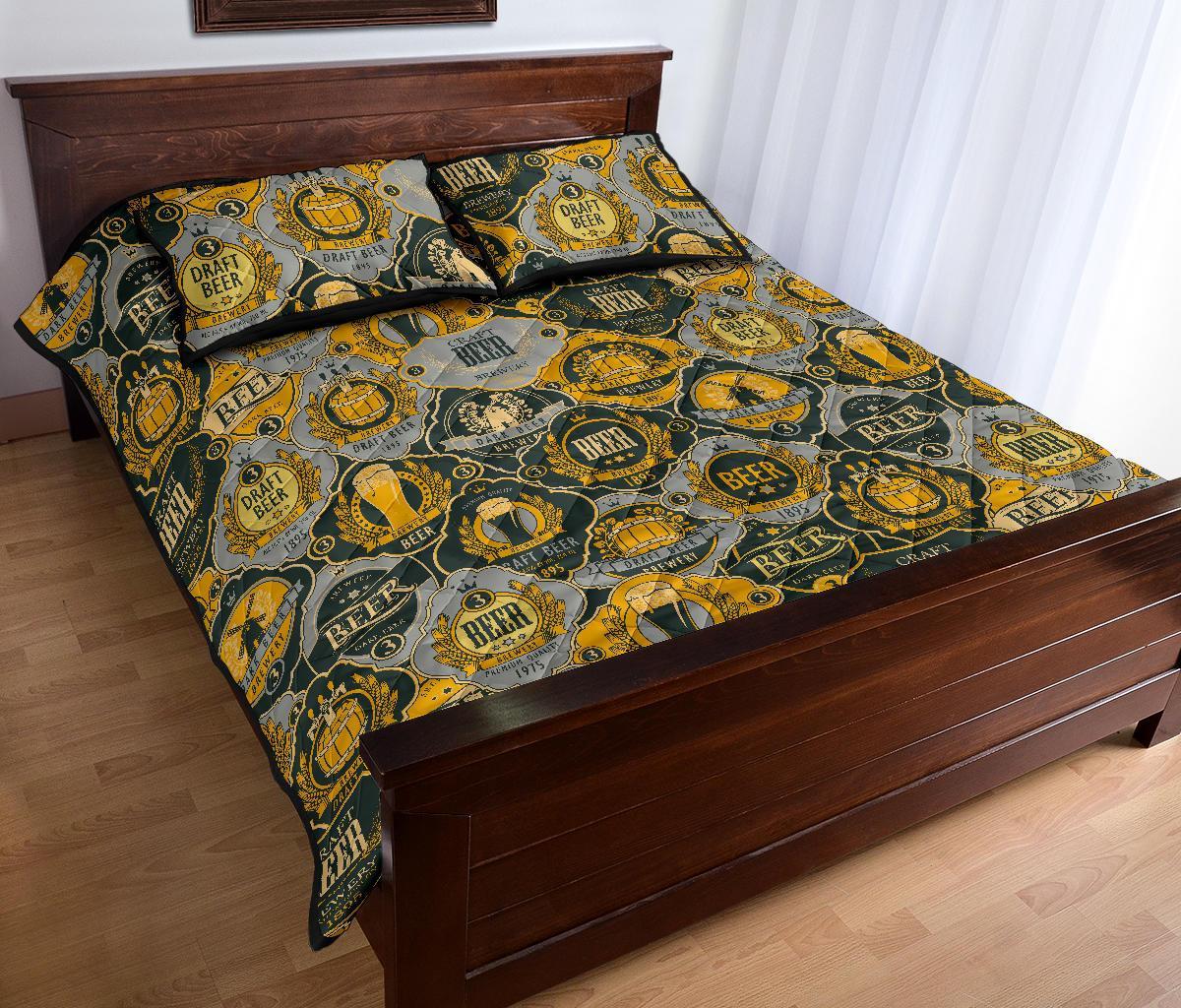Craft Beer Pattern Print Bed Set Quilt-grizzshop