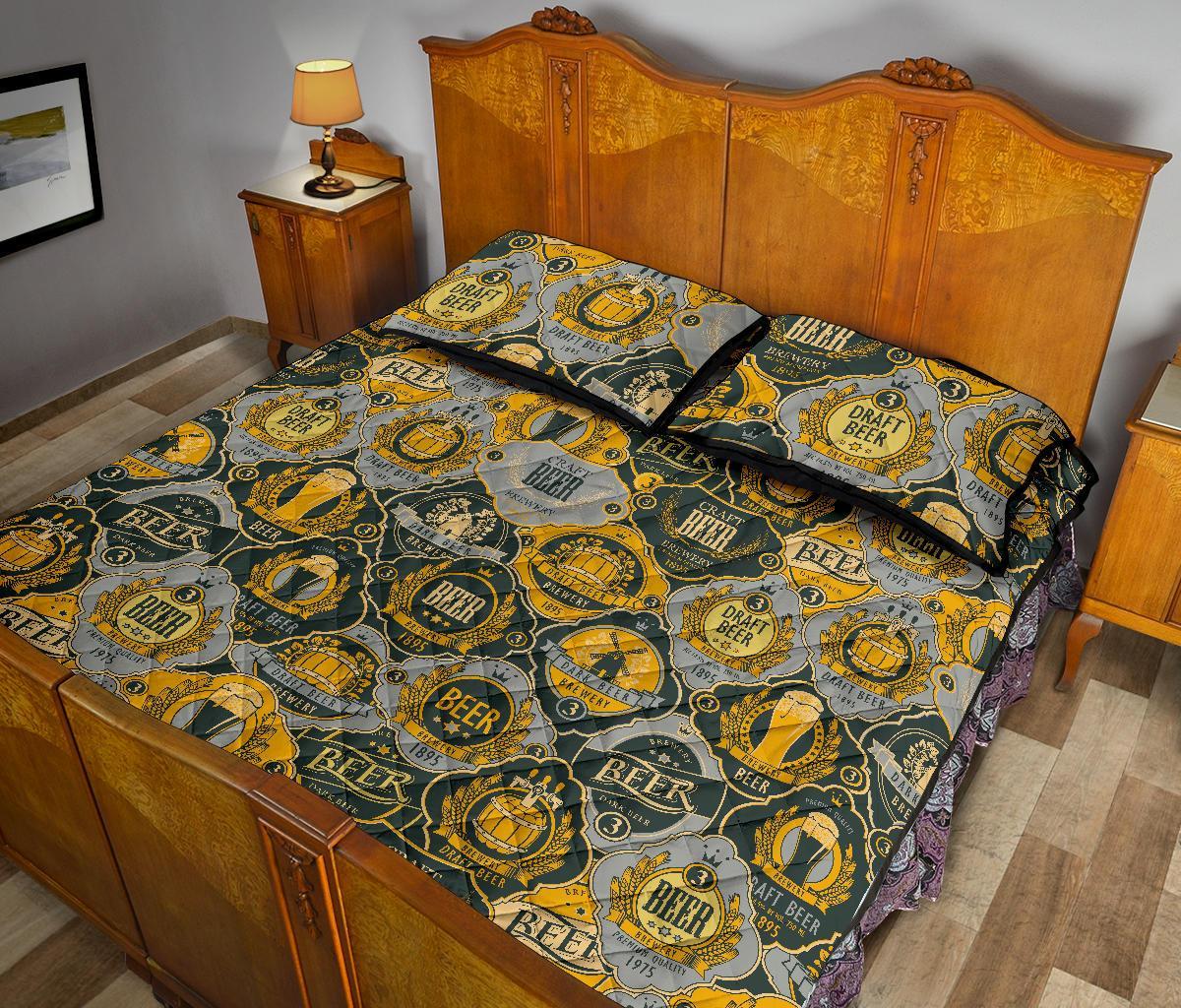 Craft Beer Pattern Print Bed Set Quilt-grizzshop