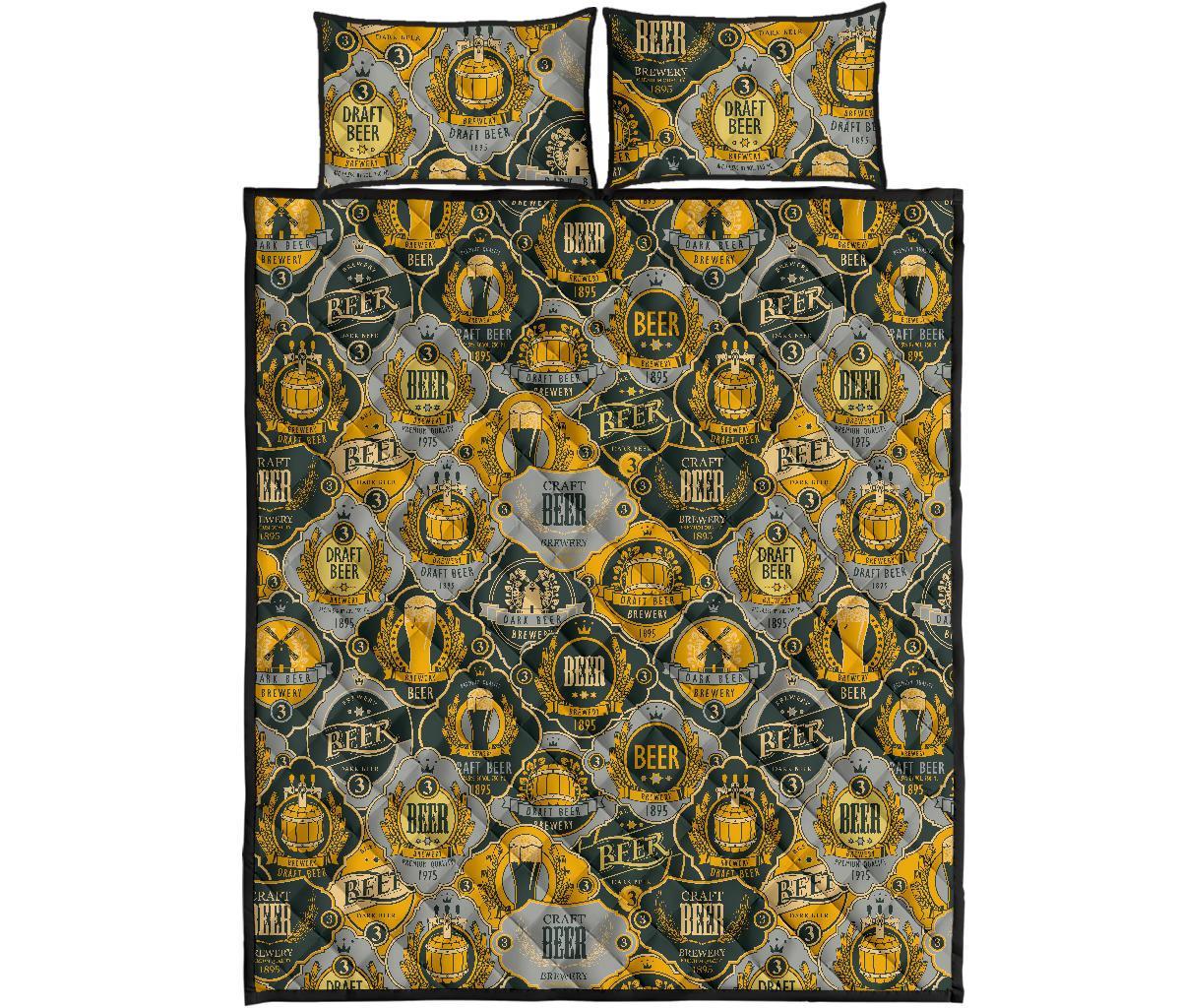Craft Beer Pattern Print Bed Set Quilt-grizzshop