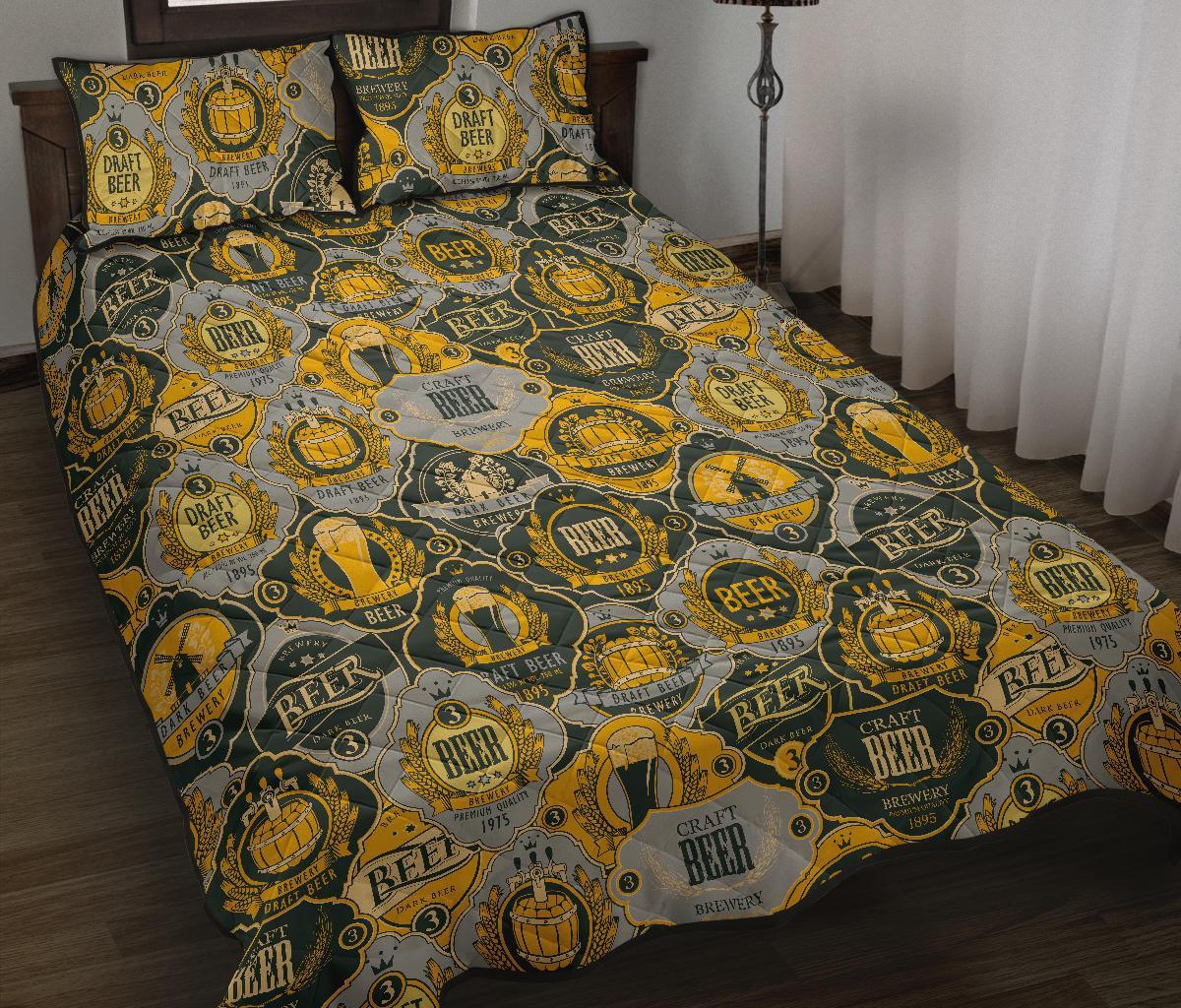 Craft Beer Pattern Print Bed Set Quilt-grizzshop