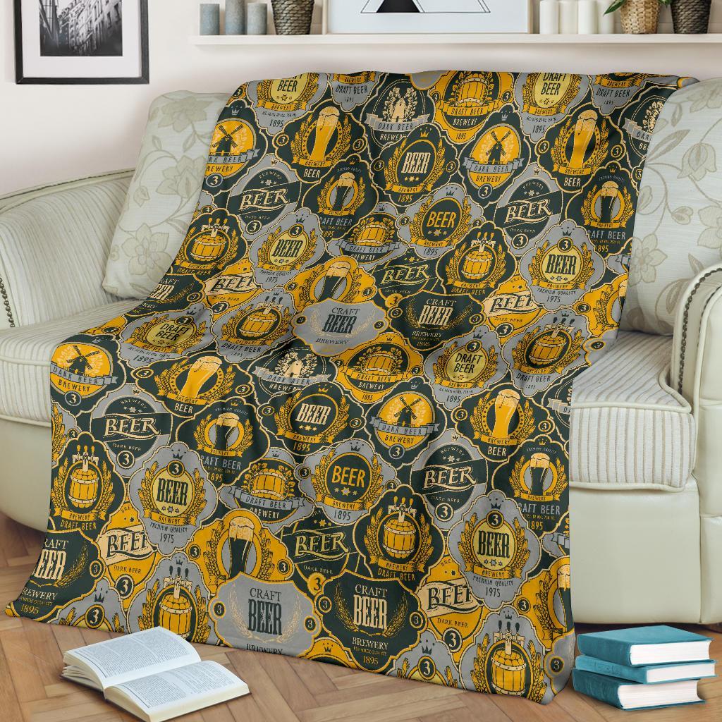 Craft Beer Pattern Print Blanket-grizzshop