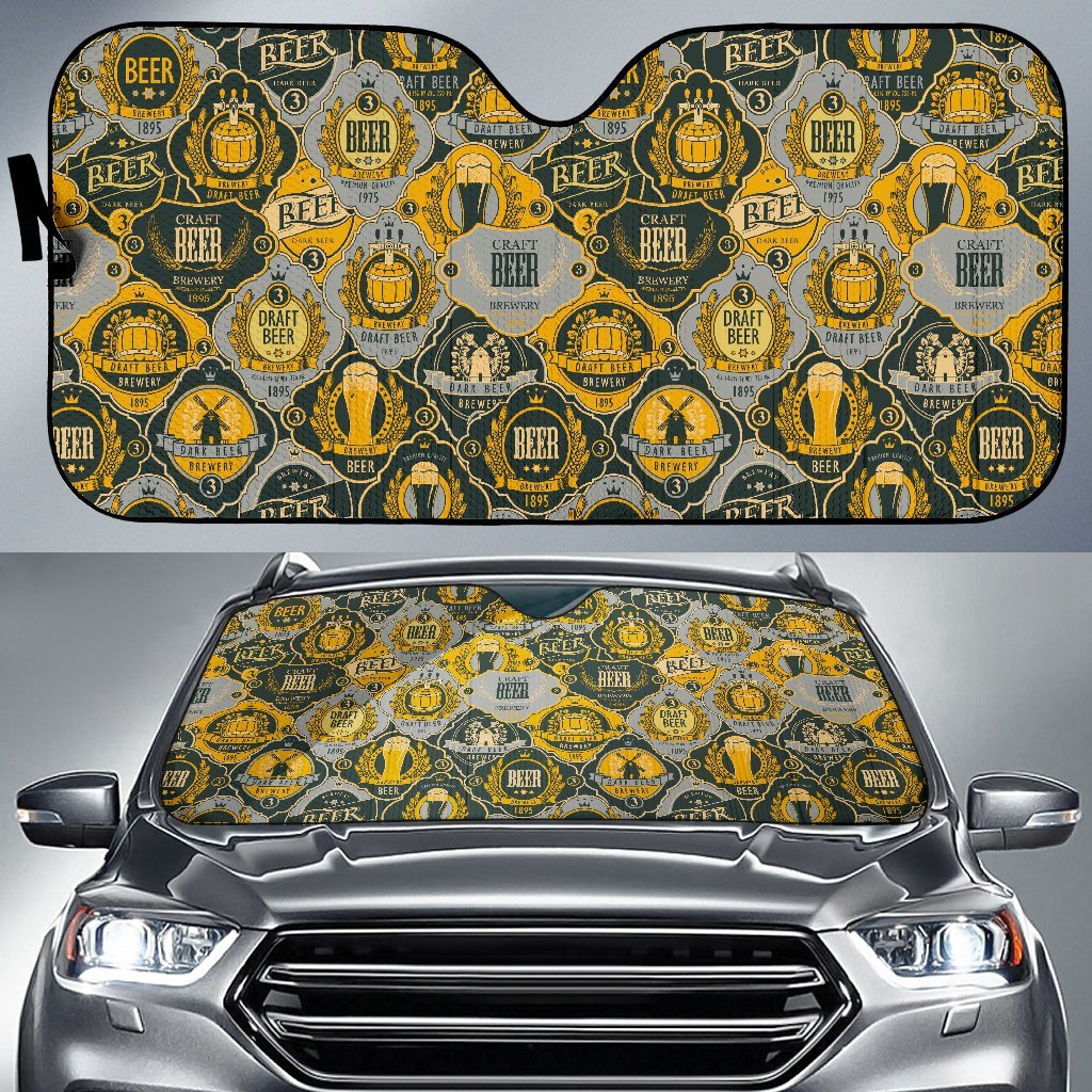 Craft Beer Pattern Print Car Sun Shade-grizzshop