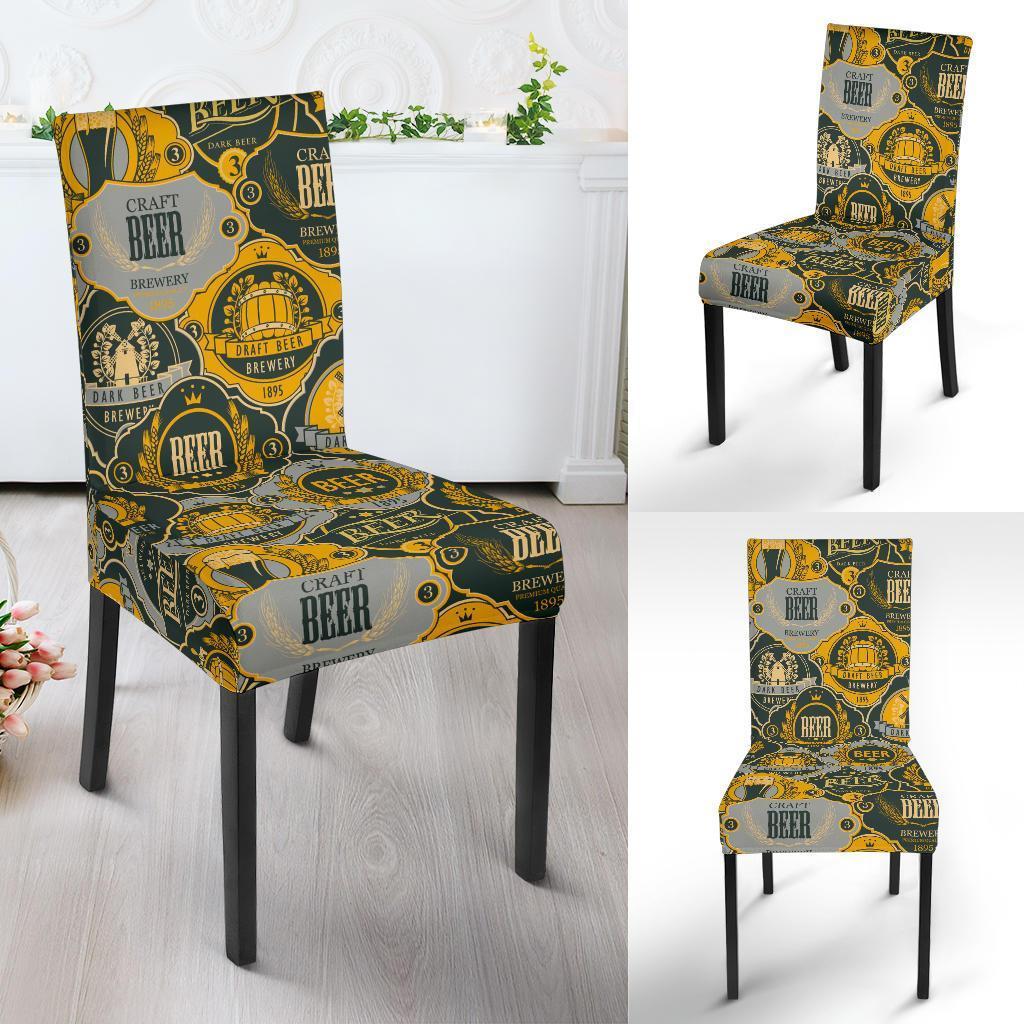 Craft Beer Pattern Print Chair Cover-grizzshop