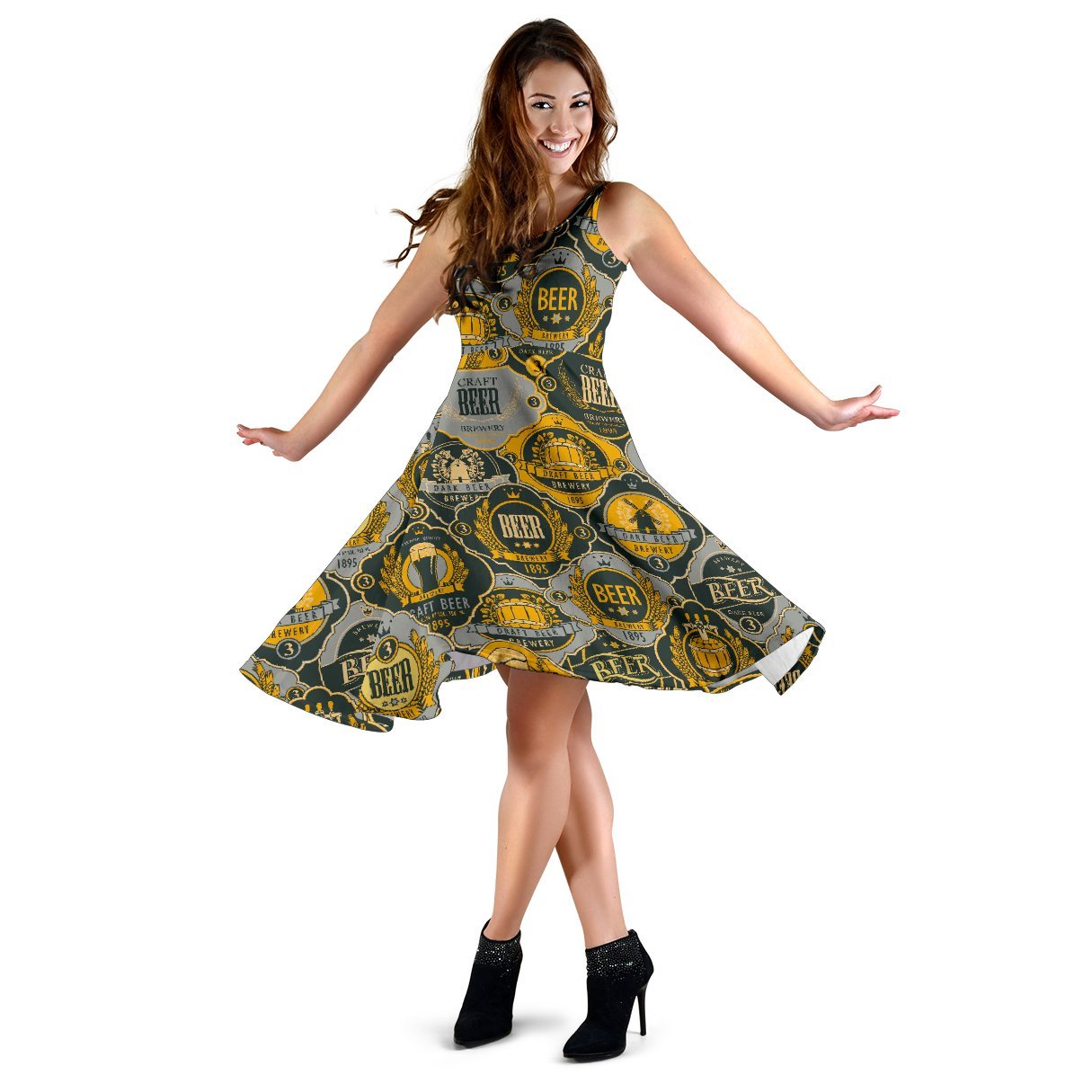 Craft Beer Pattern Print Dress-grizzshop