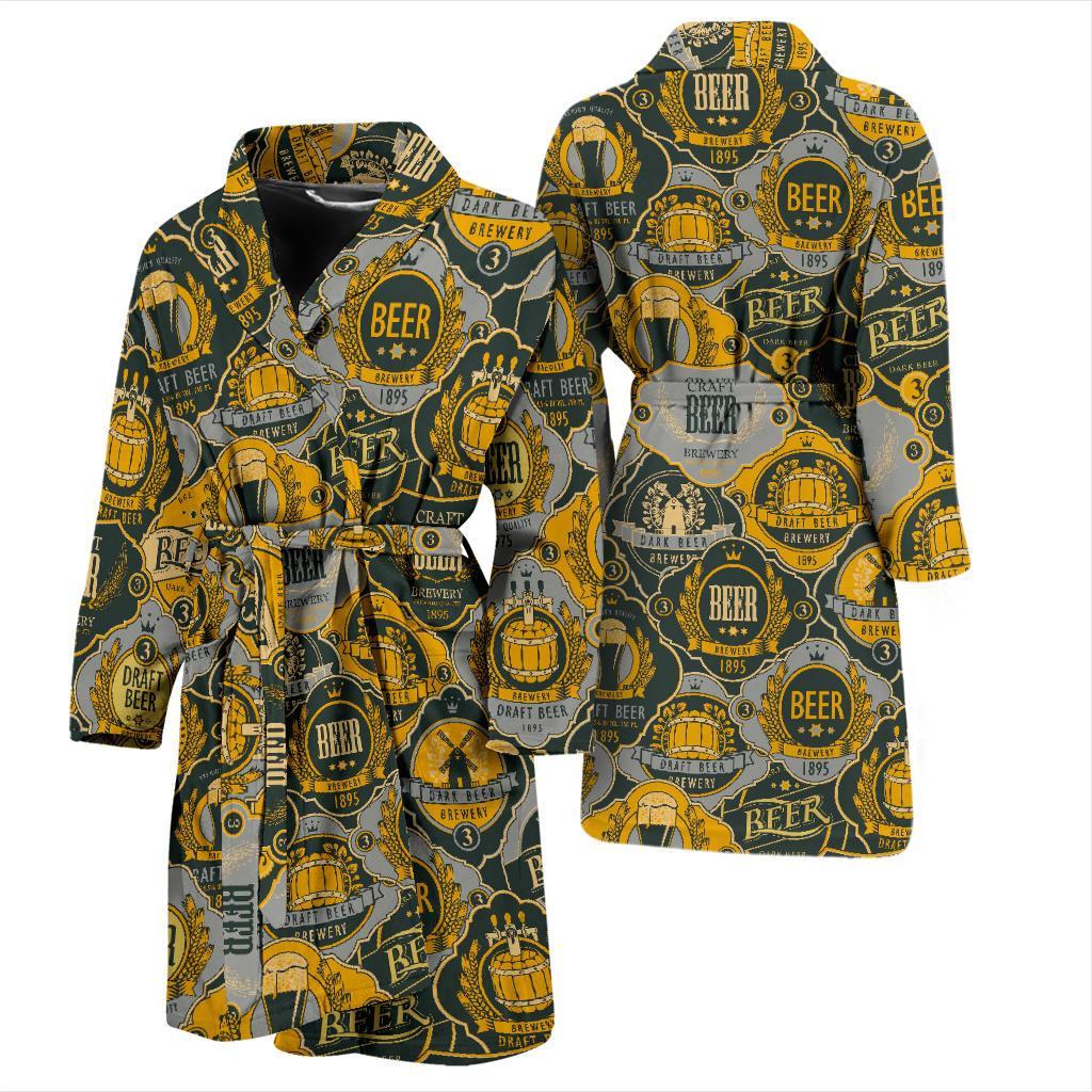 Craft Beer Pattern Print Men Long Robe-grizzshop