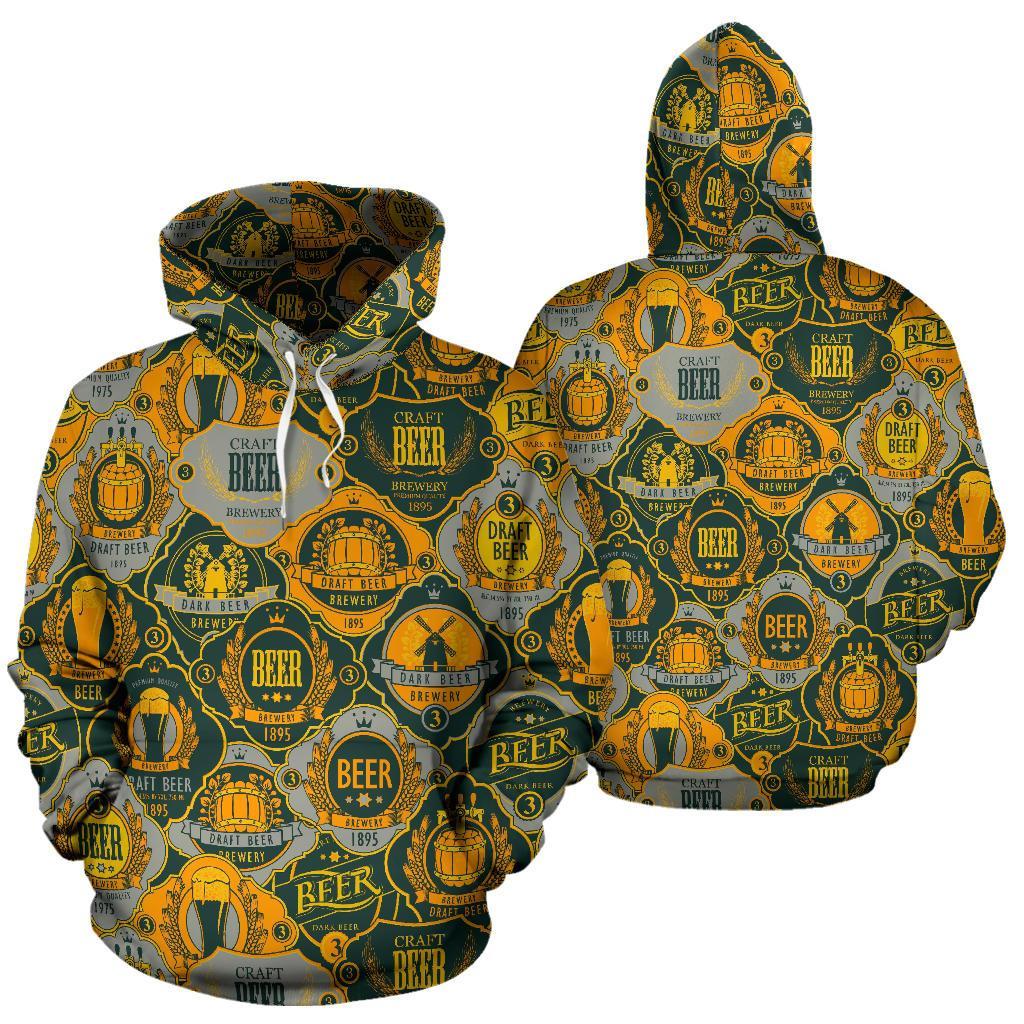 Craft Beer Pattern Print Men Women Pullover Hoodie-grizzshop