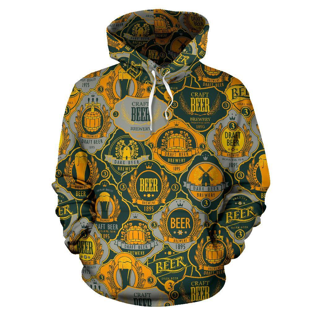 Craft Beer Pattern Print Men Women Pullover Hoodie-grizzshop