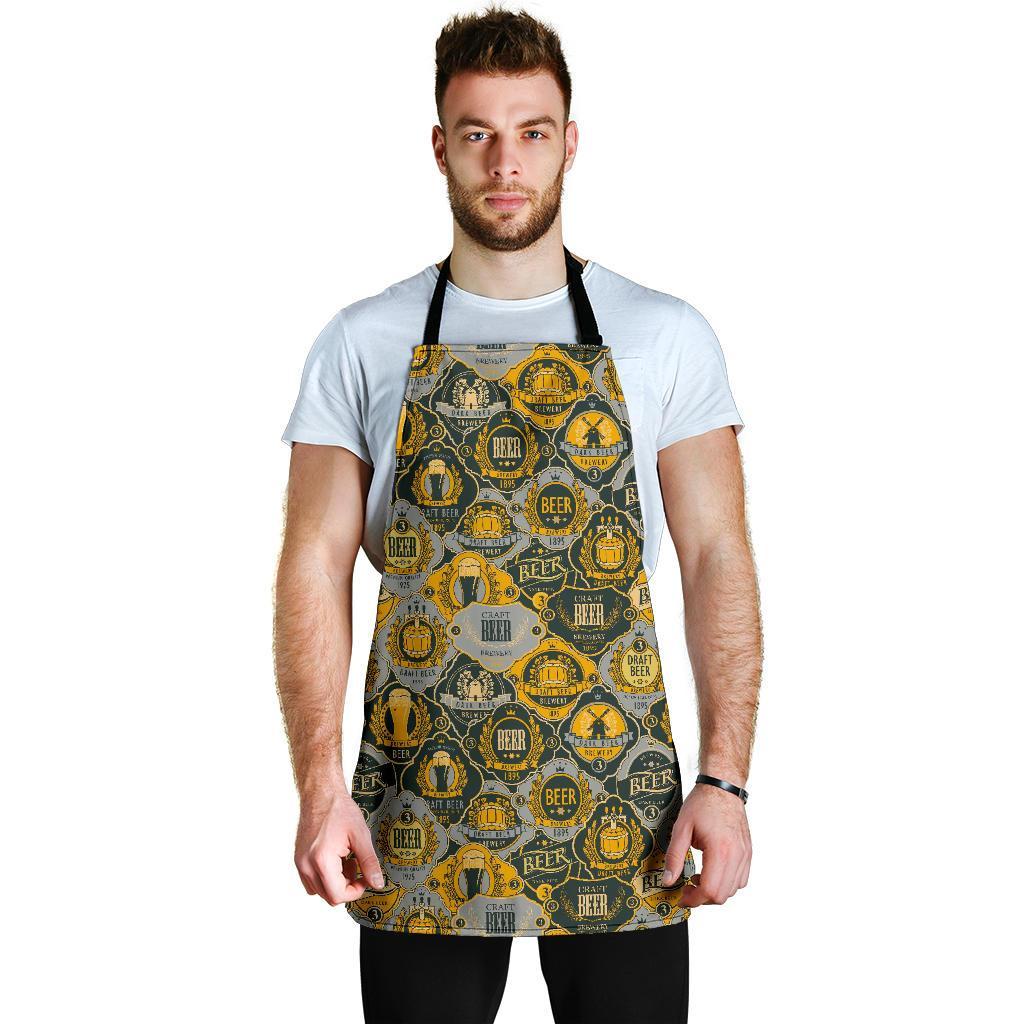 Craft Beer Pattern Print Men's Apron-grizzshop