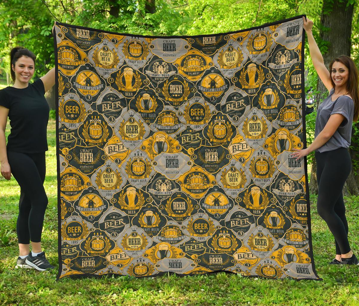 Craft Beer Pattern Print Quilt-grizzshop