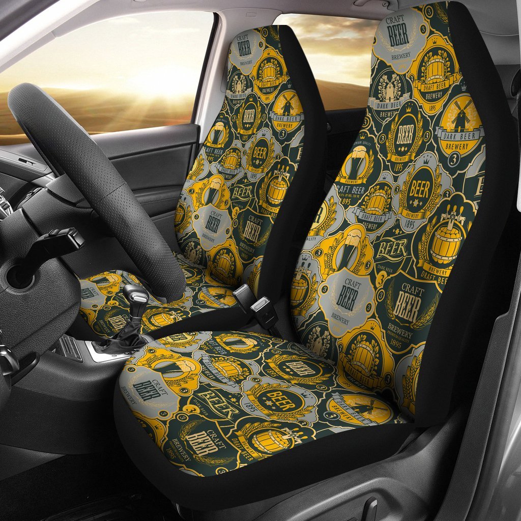 Craft Beer Pattern Print Universal Fit Car Seat Covers-grizzshop