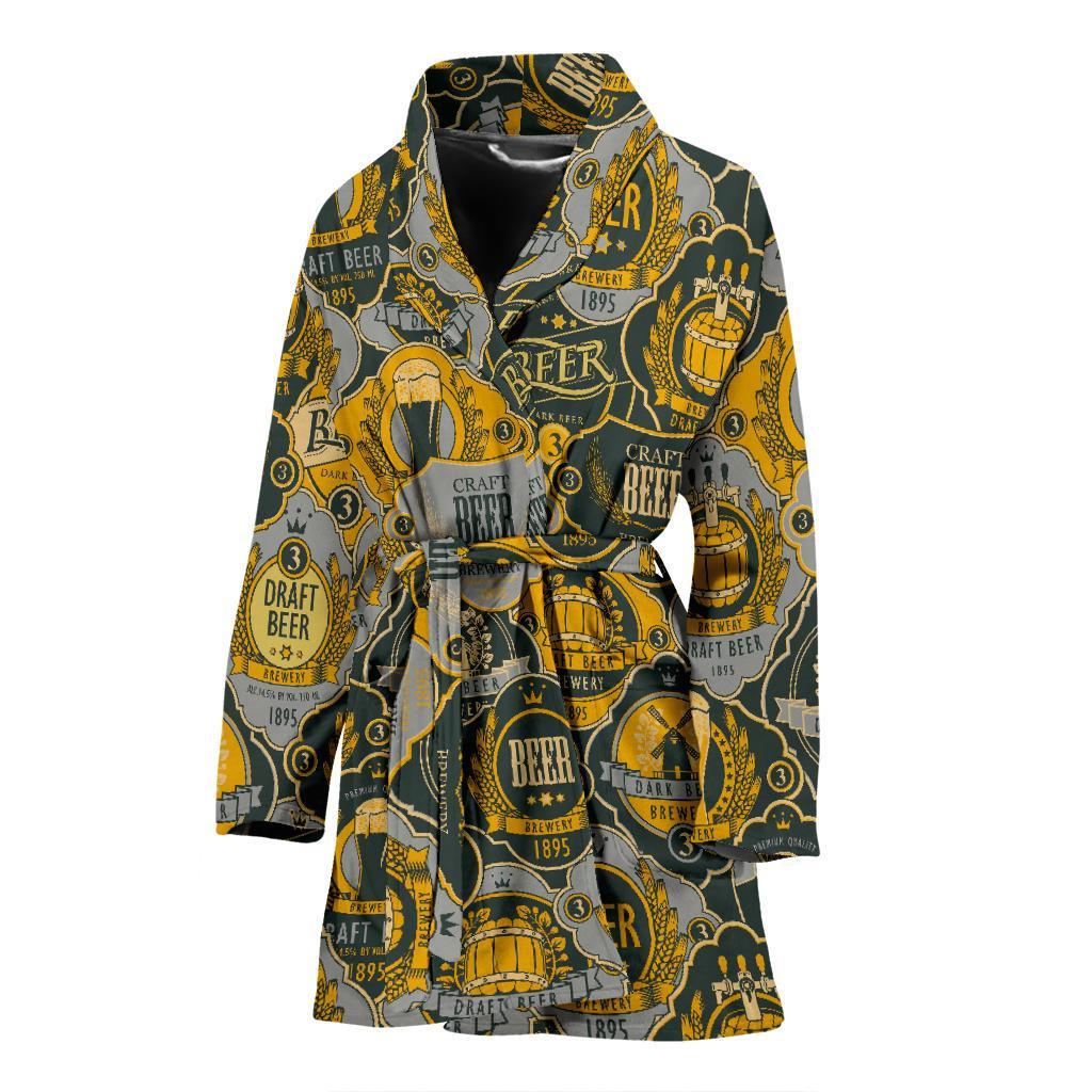 Craft Beer Pattern Print Women Long Robe-grizzshop