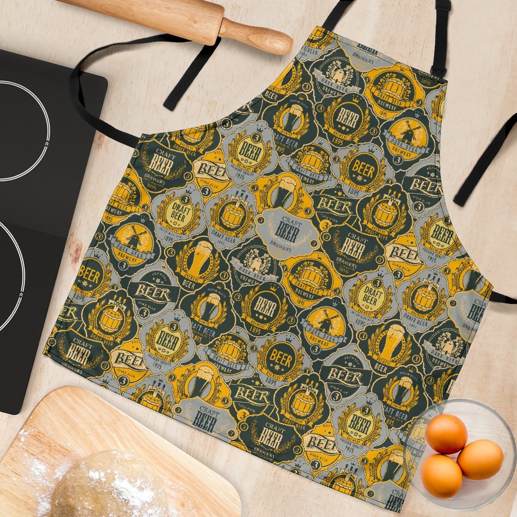 Craft Beer Pattern Print Women's Apron-grizzshop