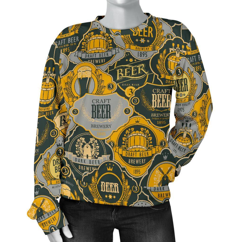 Craft Beer Pattern Print Women's Sweatshirt-grizzshop